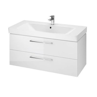 Badmöbel Set Badezimmerschrank mit Keramikwaschbecken LARA MILLE 100 Weiß