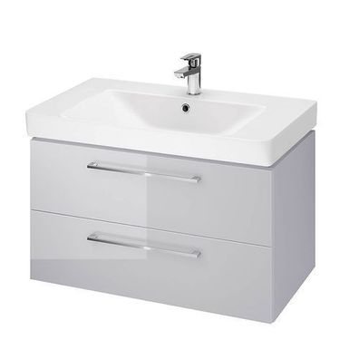 Badmöbel Set Badezimmerschrank mit Keramikwaschbecken LARA MILLE 80 Grau