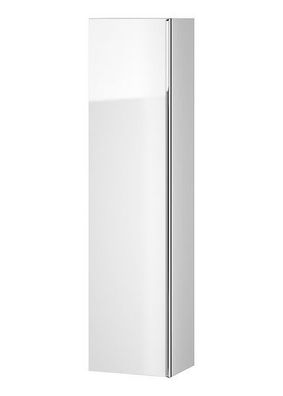 Badezimmer Hochhängeschrank Hochschrank VIRGO 160 Weiß, Silber Griffe mit Spiegel