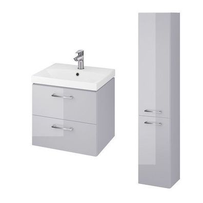 Badmöbel Set LARA CITY 50 Waschbecken-Unterschrank mit Hochschrank 150x30x25, Grau