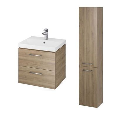 Badmöbel Set LARA CITY 50 Waschbecken-Unterschrank mit Hochschrank 150 Nussbaum