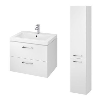 Badmöbel Set LARA COMO 60 Waschbecken-Unterschrank mit Hochschrank 150x30x25, Weiß