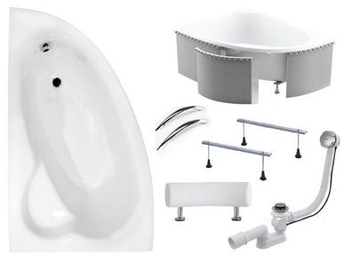 Badewanne Eckwanne Natalia Premium 150x100 Links Styropor | Ablauf & Füße GRATIS !