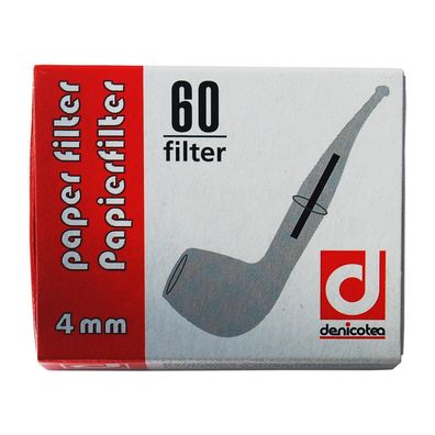 Denicotea Papierfilter für Pfeifen / Pfeifenfilter, 4 mm, 60 Stück