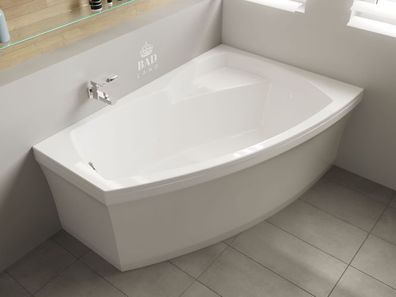 Badewanne Eckwanne Acryl FRIDA 160x105 Rechts Weiß AcrylSchürze |Ablauf & Füße GRATIS