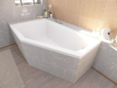 Badewanne Eckwanne Acryl SELENA 150x90 Links Weiß Styropor | Ablauf & Füße GRATIS !