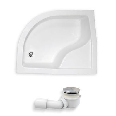 Duschwanne Halbrund Acryl MAXI 120x85 Links Weiß | Ablaufgarnitur & Füße im SET!