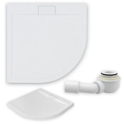 Duschwanne Viertelkreis Acryl AXIM SLIM 80x80x4.5 Weiß | Ablaufgarnitur im SET !