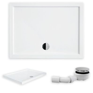 Duschwanne Rechteck Acryl ALPINA 120x80x5,5 Weiß | Ablaufgarnitur im SET !