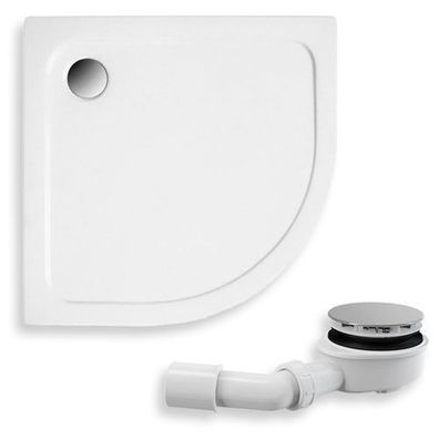 Duschwanne Viertelkreis Acryl Standard 80x80 Weiß | Ablaufgarnitur & Füße im SET!