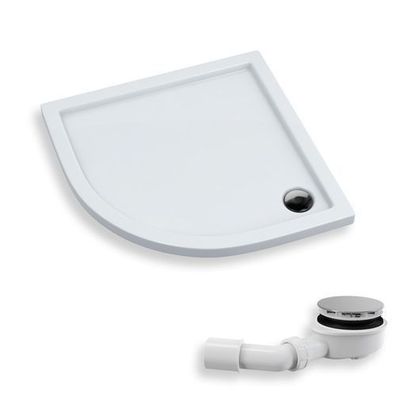 Duschwanne Viertelkreis Acryl Corrina 80x80x5 Weiß | Ablaufgarnitur im SET !