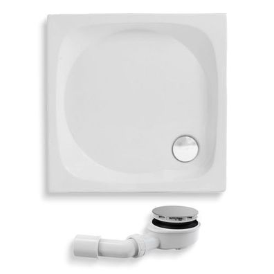 Duschwanne Quadratisch Acryl NEUER STIL 80x80 Weiß | Ablaufgarnitur & Füße im SET!