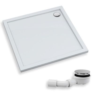 Duschwanne Quadratisch Acryl CASPAR NEW 100x100x4,5 Weiß | Ablaufgarnitur im SET !