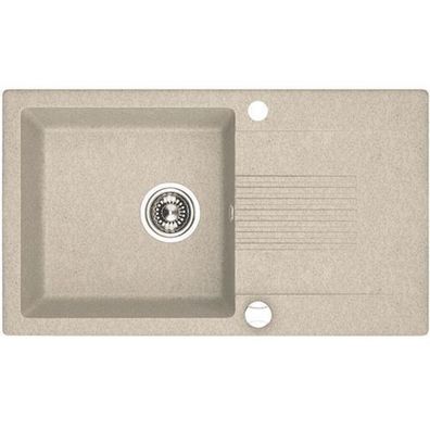 Granitspüle Einzelbecken CELIA 44x76 Beige mit langer Abtropffläche | Siphon im SET!