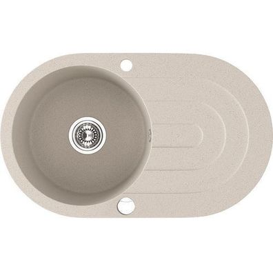 Granitspüle Einzelbecken DAFNE 47x78 Beige mit langer Abtropffläche | Siphon im SET!