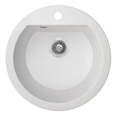 Granitspüle Einzelbecken DAFNE 51x51 Weiß | Siphon im SET!