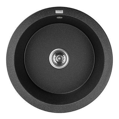 Granitspüle Einzelbecken DAFNE 51x51 Schwarz | Siphon im SET!