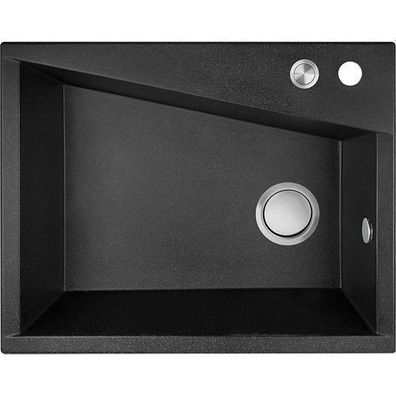 Granitspüle Einzelbecken Grenada 48x60 Schwarz | Siphon im SET!