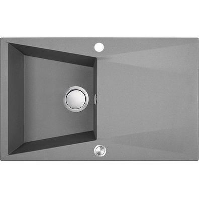 Granitspüle Einzelbecken Grenada 48x78 Grau mit langer Abtropffläche | Siphon im SET!