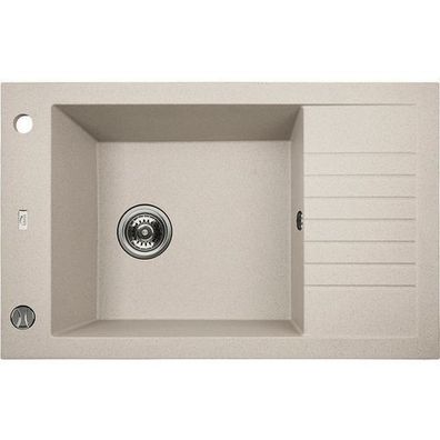 Granitspüle Einzelbecken Pionier 50x78 Beige mit Abtropffläche | Siphon im SET!