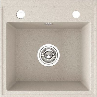 Granitspüle Einzelbecken T. III 44x44 Beige | Siphon im SET!