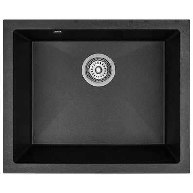 Granitspüle Einzelbecken IBIZA 56x46 Schwarz | Siphon im SET!