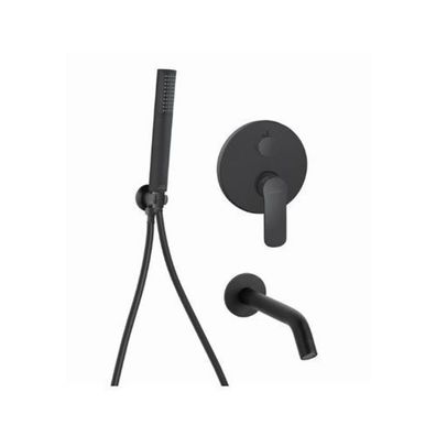 Komplettes Set Unterputz Wannenarmatur SIROS Verdeckter Einbau Mischer in Schwarz