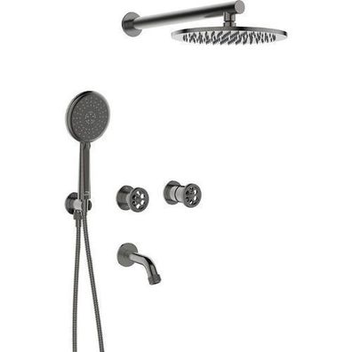 Komplettes Set Unterputz Wannenarmatur MURO Verdeckter Einbau Mischer Grau