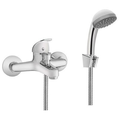 Set Badewannenarmatur Wasserhahn PEREA Wannenarmatur für Badezimmer in Silber