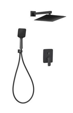 Komplettes Duschsystem SIROS Unterputz Armatur Wasserhahn mit Kopfbrause in Schwarz