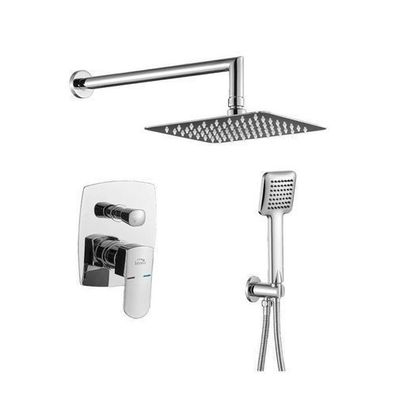 Komplettes Duschsystem CALLA Unterputz Armatur Wasserhahn mit Kopfbrause in Silber