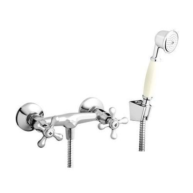 Komplette Set Brausearmatur Wasserhahn ROMA Brausebatterie für Badezimmer in Silber