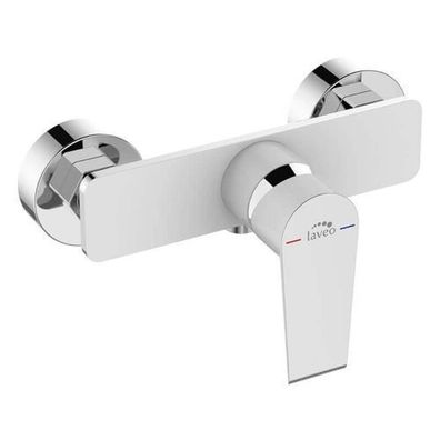 Brausearmatur Wasserhahn LARGO Brausebatterie für Badezimmer in Weiß-Silber