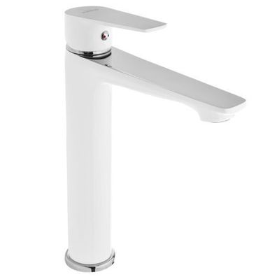 Waschtischarmatur Wasserhahn Hoch DOKOS Mischbatterie für Badezimmer in Weiß