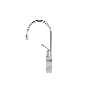 Waschtischarmatur Wasserhahn Hoch GABRO Mischbatterie für Badezimmer in Silber