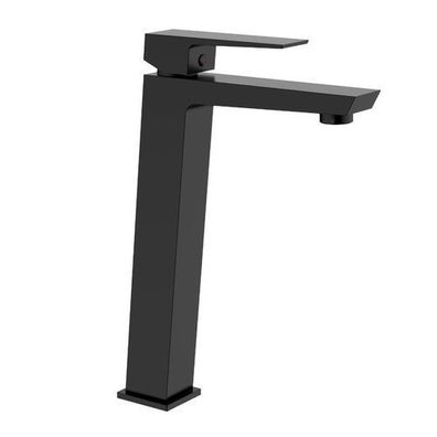 Waschtischarmatur Wasserhahn Hoch PAROS Mischbatterie für Badezimmer in Schwarz