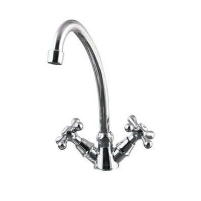 Waschtischarmatur Wasserhahn Hoch ROMA 15 cm Mischbatterie für Badezimmer in Silber