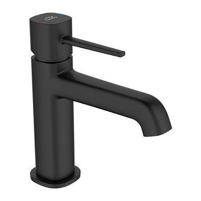 Waschtischarmatur Wasserhahn Kleine POLA Mischbatterie in Schwarz + Click-Clack