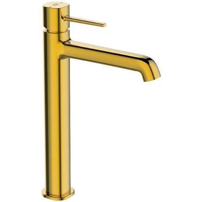 Waschtischarmatur Wasserhahn Hoch POLA Mischbatterie in Gold + Click-Clack