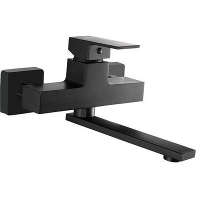 Waschtischarmatur Wasserhahn Wand Kvadrato Mischbatterie für Badezimmer in Schwarz