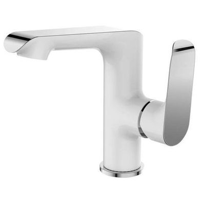 Waschtischarmatur Wasserhahn Kleine ALEA Mischbatterie in Weiß-Silber + Click-Clack