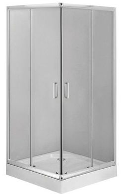 SET: Duschwanne Oskar & Duschkabine Quadratisch Funkia 80x80 185cm Transparentes Glas