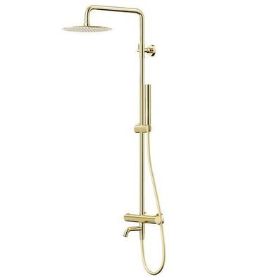 Duschsäule LUGO Duschsystem, Brausegarnitur mit Auslauf in Gold, Thermostatisch