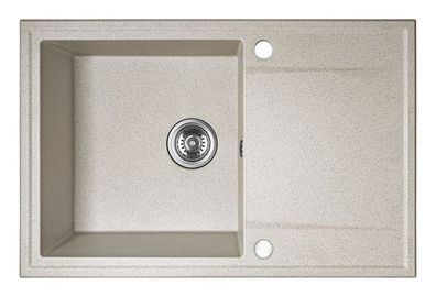 Granitspüle Einzelbecken HUNTER 44x67 Beige mit langer Abtropffläche | Siphon im SET!