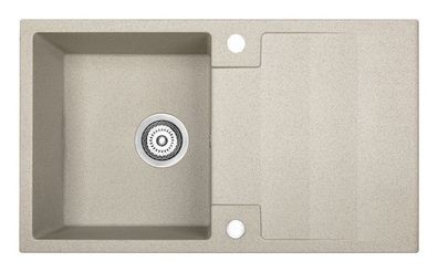 Granitspüle Einzelbecken RAB 44x76 Beige mit langer Abtropffläche | Siphon im SET!