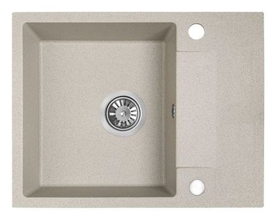 Granitspüle Einzelbecken RAB 44x56 Beige mit kurzer Abtropffläche | Siphon im SET!