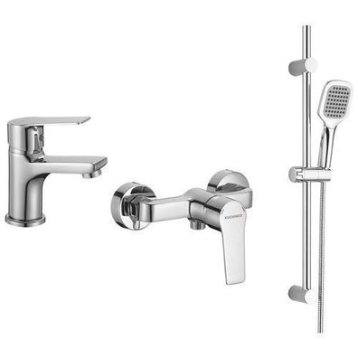 Komplette Set Brausearmatur Waschtischarmatur BORGO mit Handbrause in Chrom