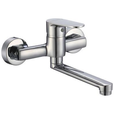 Waschtischarmatur Wasserhahn Wand PANAZ Mischbatterie für Badezimmer in Chrom