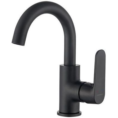 Waschtischarmatur Wasserhahn Hoch DIMA Mischbatterie Waschtischmischer in Schwarz
