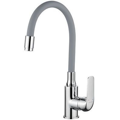 Küchenarmatur ELZA Küchenmischer mit flexiblen Auslauf Chrom-Grau Spültischarmatur